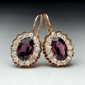 Grape Color Garnet Earrings